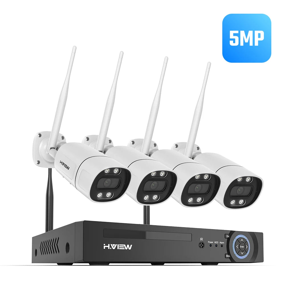 H.view 8CH 5MP Wireless 2.4GHz Wifi Camera Security System CCTV Camera Video Surveillance Kit NVR Indoor Outdoor Two-Way Audio