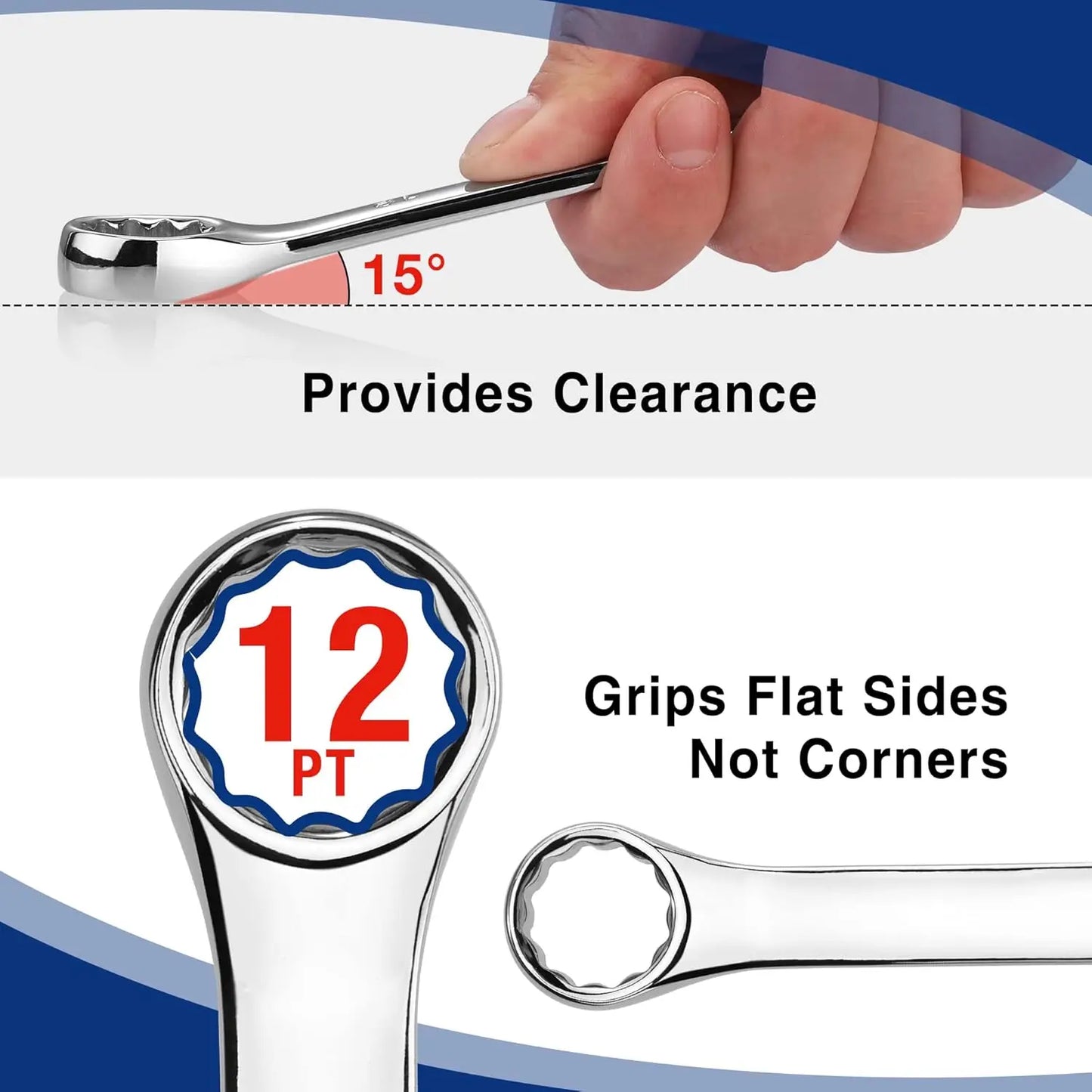 32-Piece SAE & Metric Combination Wrench Set with Stubby Wrenches and Organizer Tray, Chrome Polished Cr-V Steel