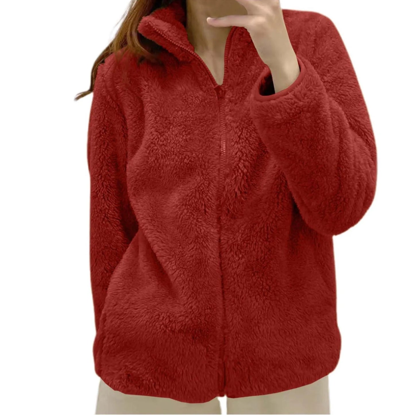 ZOMAXIUJEECN Women Zip Up Fleece Jacket With Pockets