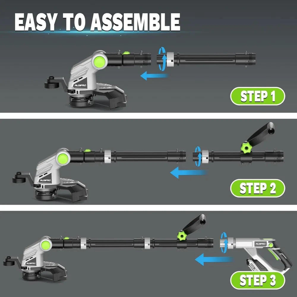 20V Cordless Weed Eater with Auto Feed, 12-Inch Trimmer, 2.0Ah Battery & Fast Charger for Lawn Care