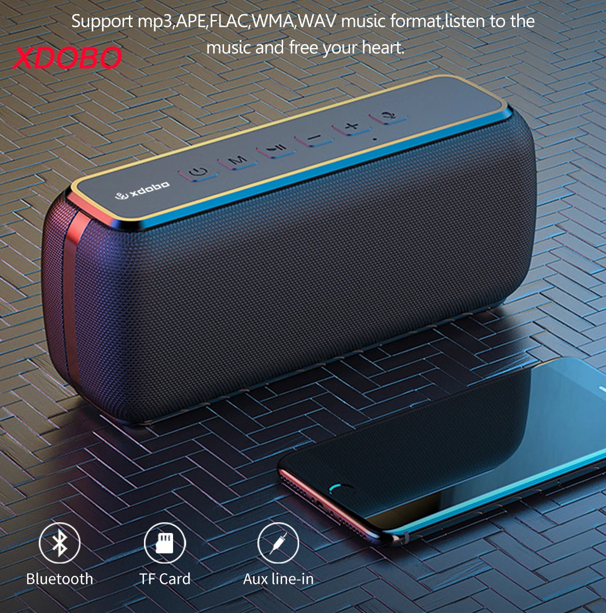 XDOBO X8 Portable 60W Bluetooth-Compatible Speakers 6600mAh Wireless Bass With Subwoofer Sound Box IPX5 Waterproof TWS Boombox