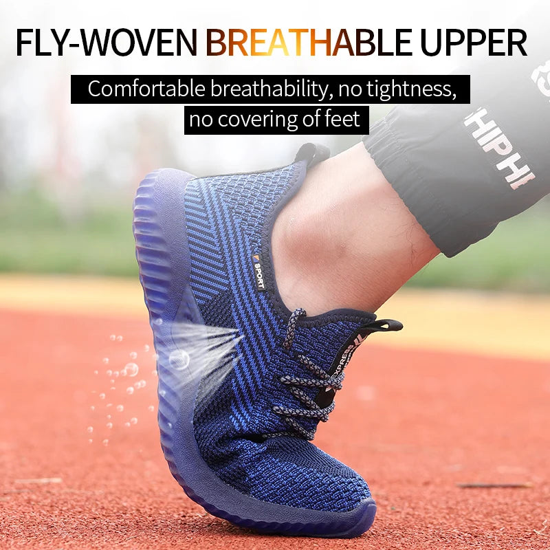 SUADEX Men Steel Toe Safety Work Shoes Breathable Lightweight Comfortable Industrial Construction Shoes Puncture Proof Antislip