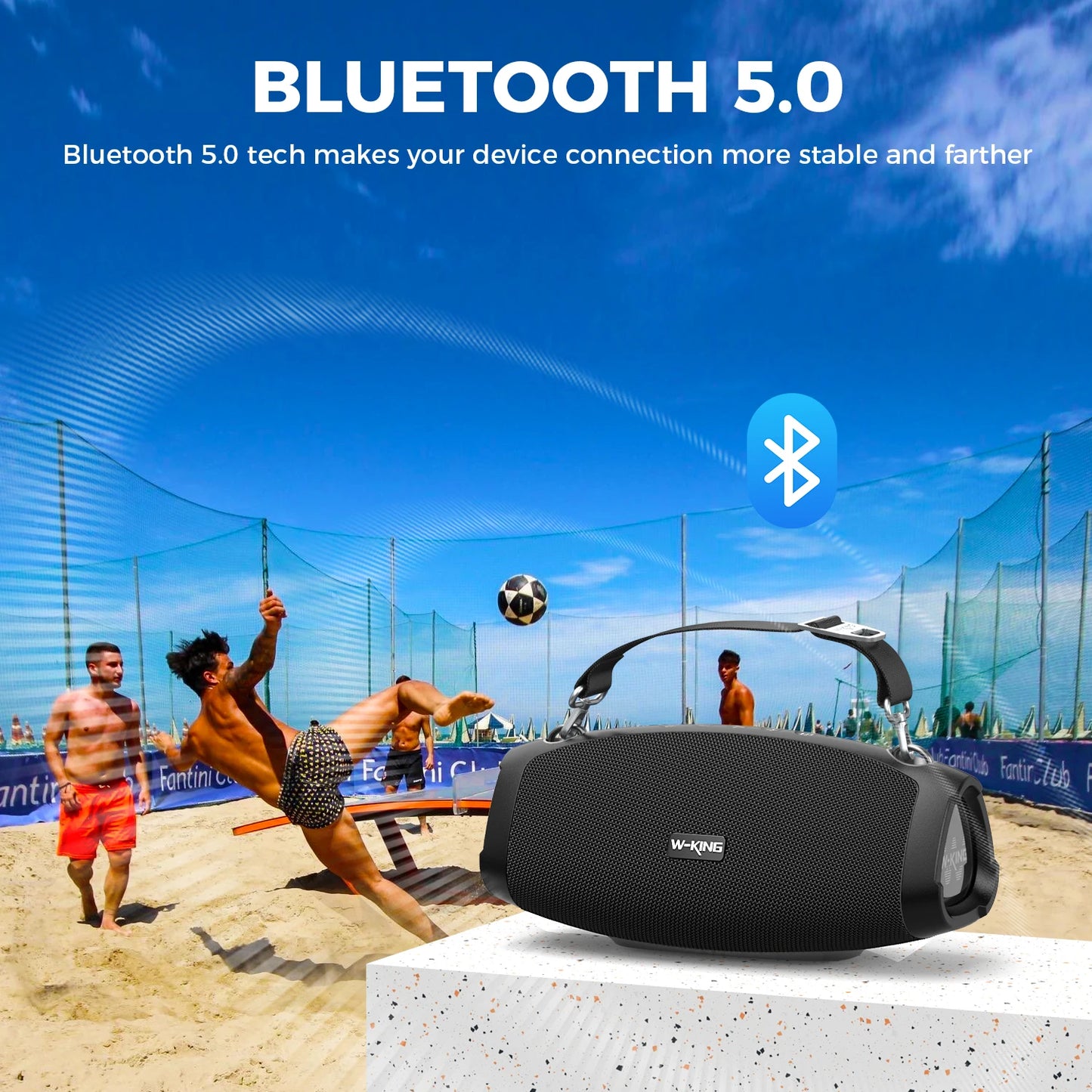 W-King Portable Bluetooth Speaker With Wireless Microphone Waterproof
