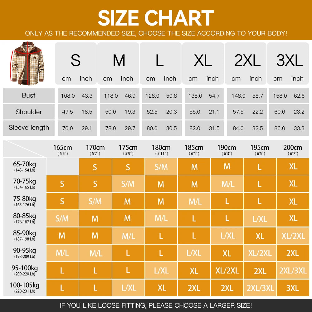 Men's Jackets Winter Windproof Warm Casual Bomber Coat Plaid Sherpa Lined Flannel Outdoor Classic Jacket Men US Size