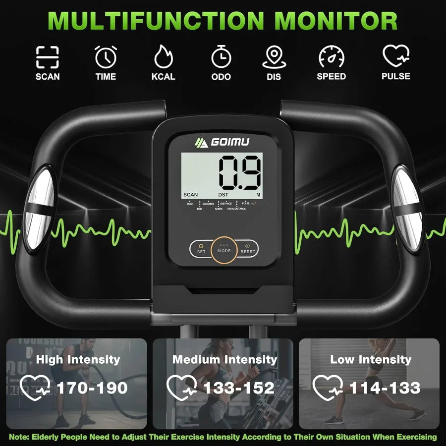 5 in 1 Foldable Indoor Exercise Bike with 16-Level Adjustable Magnetic Resistance and 330LB Weight Capacity Ergonomic Seat Back