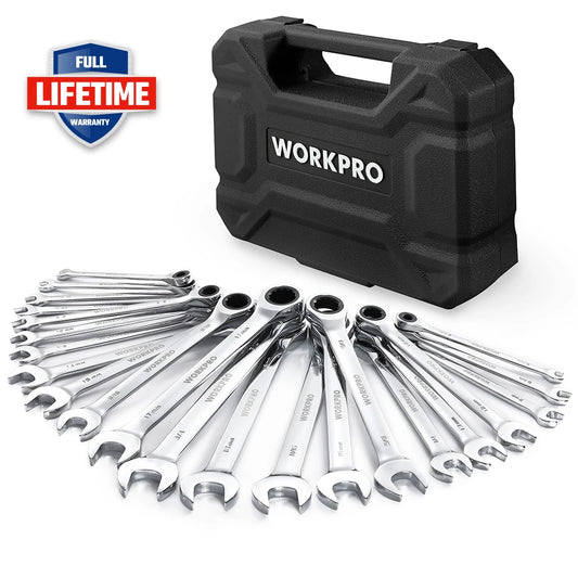 WORKPRO 23pc Ratcheting Wrench Set  with Box ,72 Teeth Wrench with Box, Wrench Repair  Tool Set