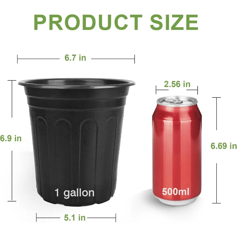 100 Pack 1 Gallon Plastic Plant Pots with Drainage Holes, Ideal for Seedlings, Succulents, and Gardening Enthusiasts