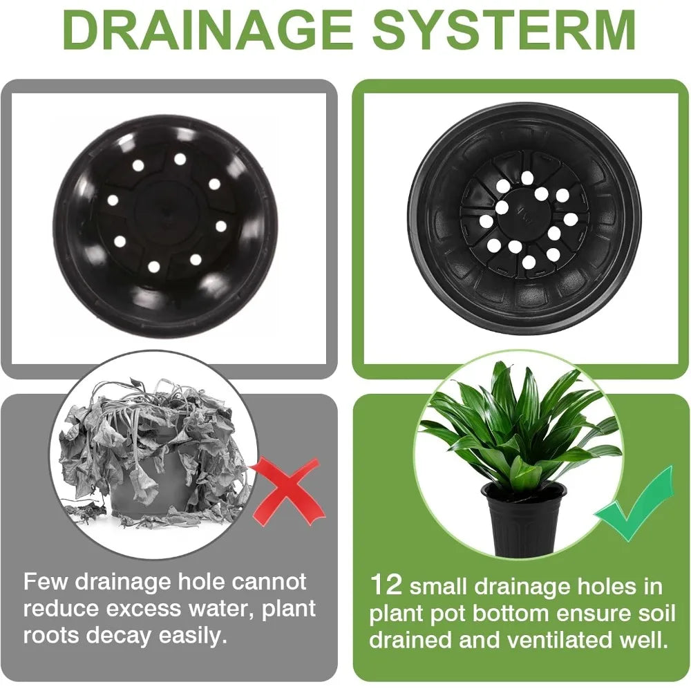 100 Pack 1 Gallon Plastic Plant Pots with Drainage Holes, Ideal for Seedlings, Succulents, and Gardening Enthusiasts
