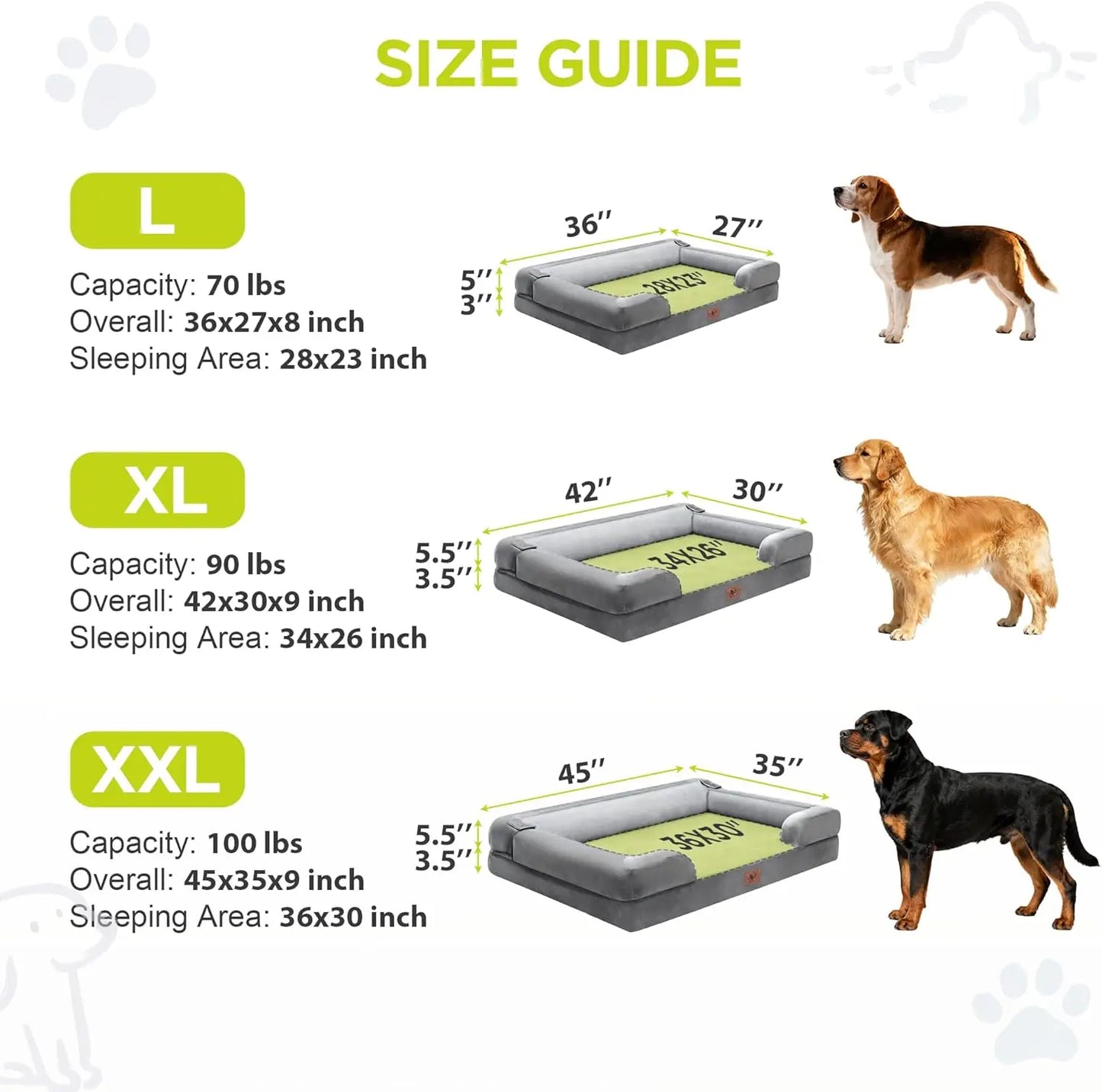 Orthopedic Dog Bed for Extra Large Dogs, XXL Waterproof Memory Foam Pet Bed with Washable Cover & Non-Slip Bottom, 45 x 35