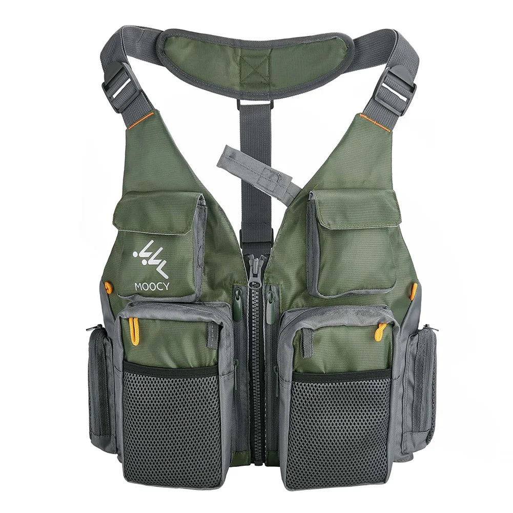Outdoor Fishing Vest Multi-Pockets Comfortable Fishing Jacket Wear Resist Oxford Cloth Fishing Vest for Running Travel Hiking