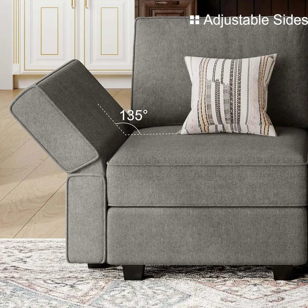 Oversized Grey Convertible Sofa Bed with Storage Sectional Sleeper Couch