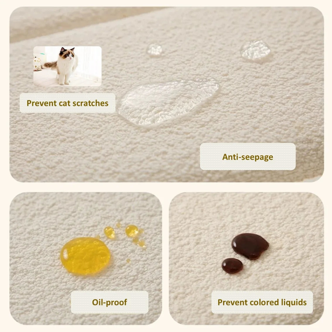 Customized Teddy Waterproof Fabric Sofa cushion Bay Window Pad bed head cushions 50DHigh-Density Sponge Cushion Non-Slip Cushion