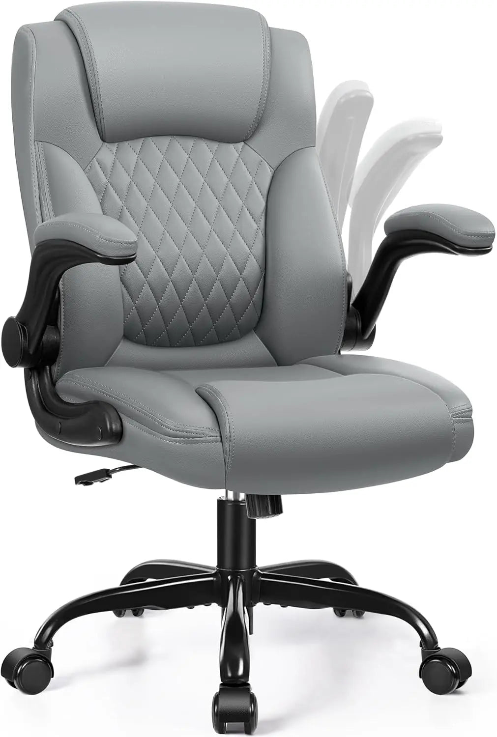 Leather Office Chair, PU Home Computer Desk Chairs with Ergonomic Back Support, 360°Swivel Free, Small Gaming Chair