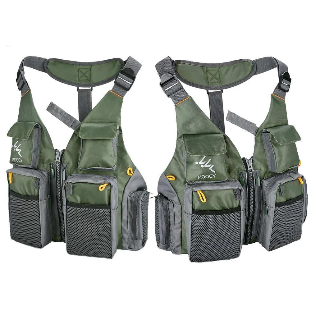 Outdoor Fishing Vest Multi-Pockets Comfortable Fishing Jacket Wear Resist Oxford Cloth Fishing Vest for Running Travel Hiking