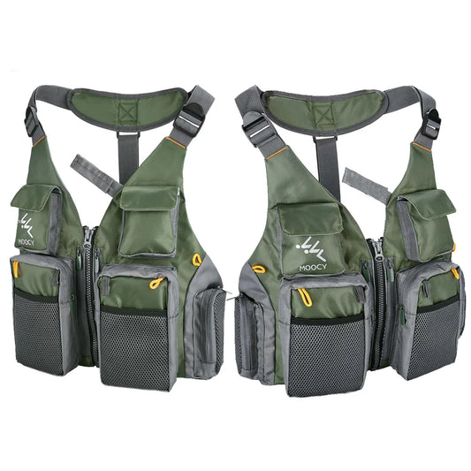 Outdoor Fishing Vest Multi-Pockets Comfortable Fishing Jacket Wear Resist Oxford Cloth Fishing Vest for Running Travel Hiking