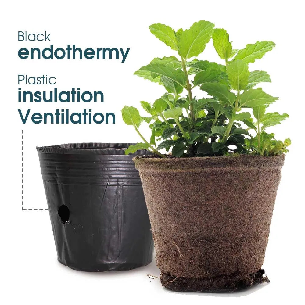 50pcs Plastic Black Seedling Nursery Pots Seed Starting Grow Bag Flower Plant Breathable Container Garden Vegetable Box Cuttings