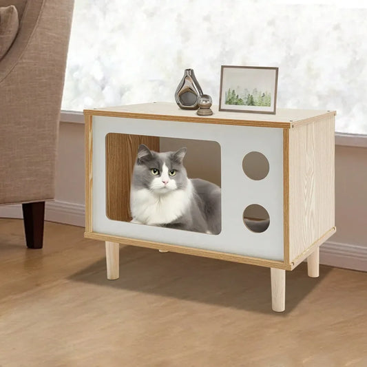 Dog House Dog Kennel OutdoorCat House, Floorstanding Cat Bed Indoor, 19.711.415.7in TVShaped Cat Shelter For All Kinds Of Indoor