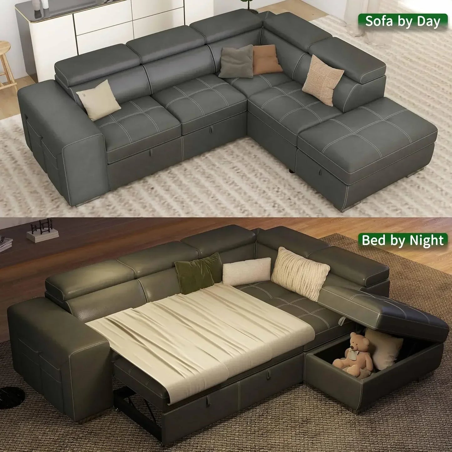 Best-selling discounted priceLimited-time discount price104'' Microfiber L Shaped Sectional Sleeper Sofa Couch with Pull Out Bed