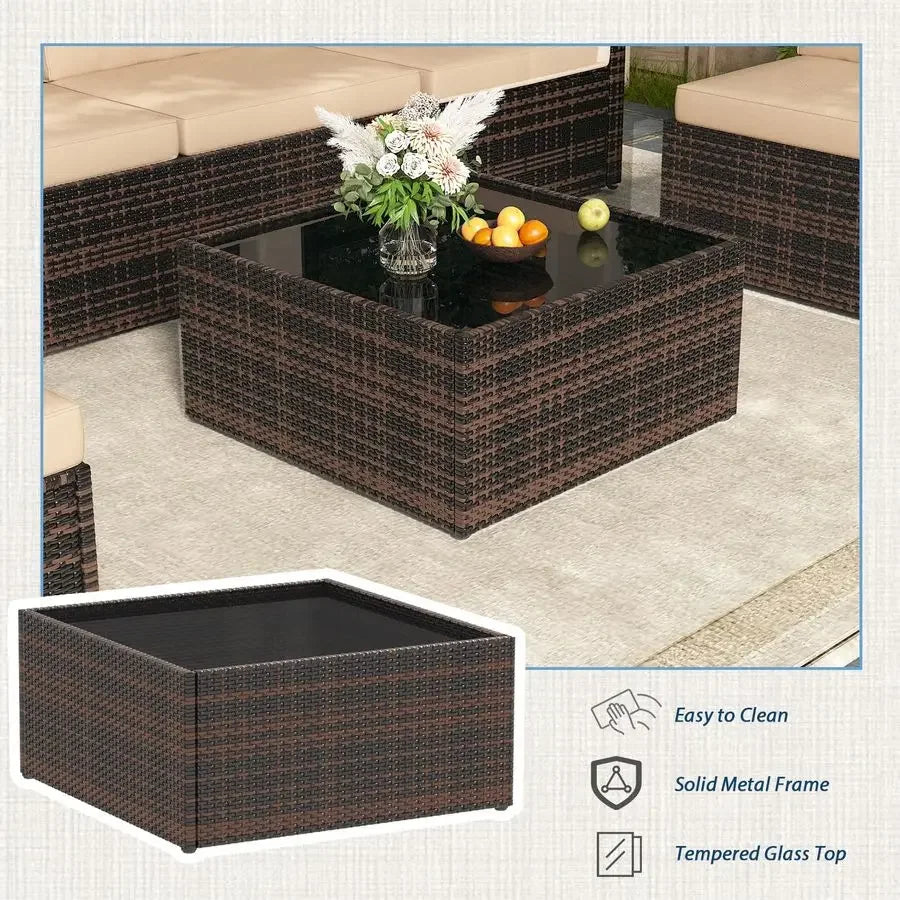 7 Piece Outdoor Patio Furniture Set, Outdoor Sectional Conversation Furniture Chair with Coffee Table,Patio Sectional for Garde