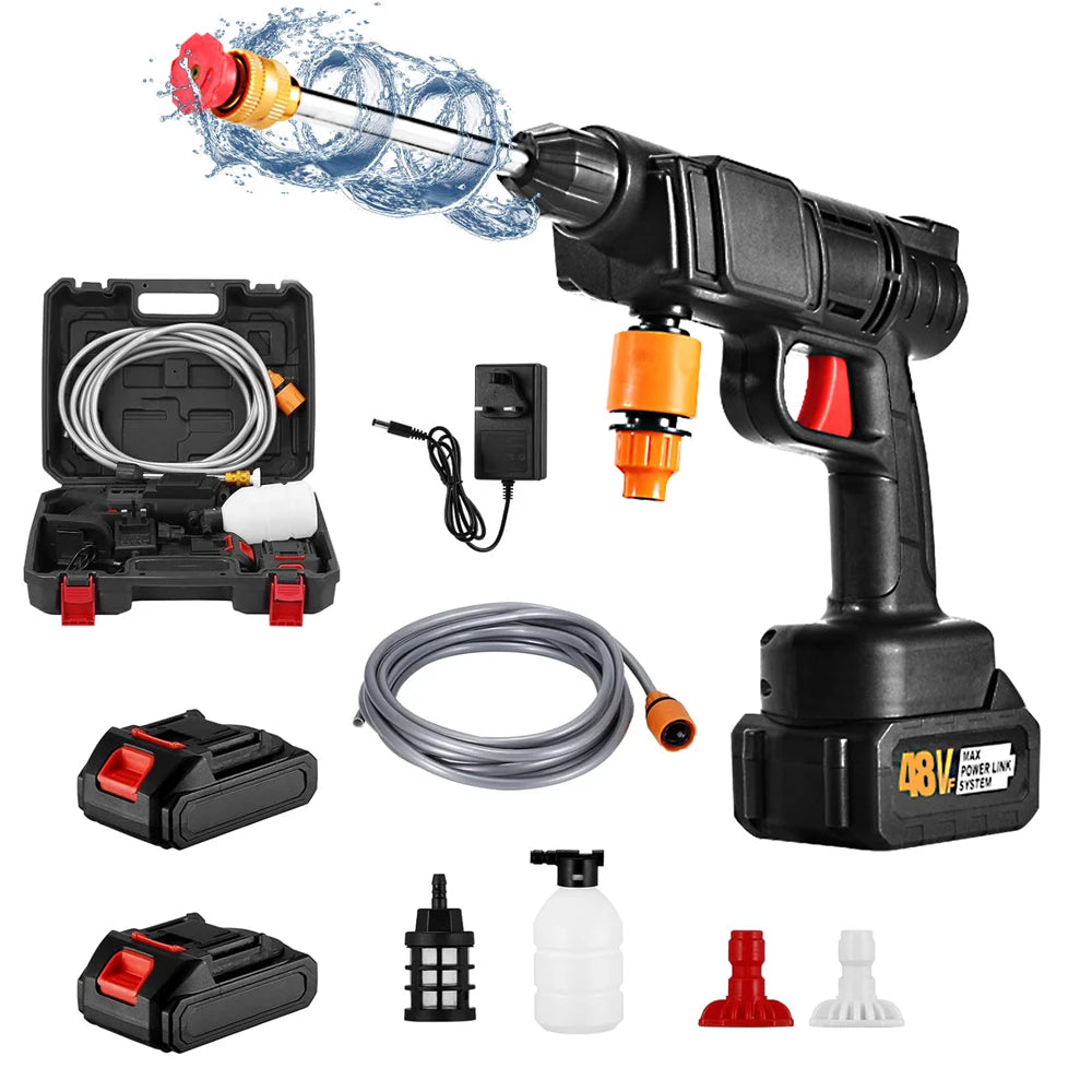 High-voltage Lithium Battery Car Water Gun 30bar Washer Portable Rechargeable 48v 300W motor Battery Spray Cleaning Machine