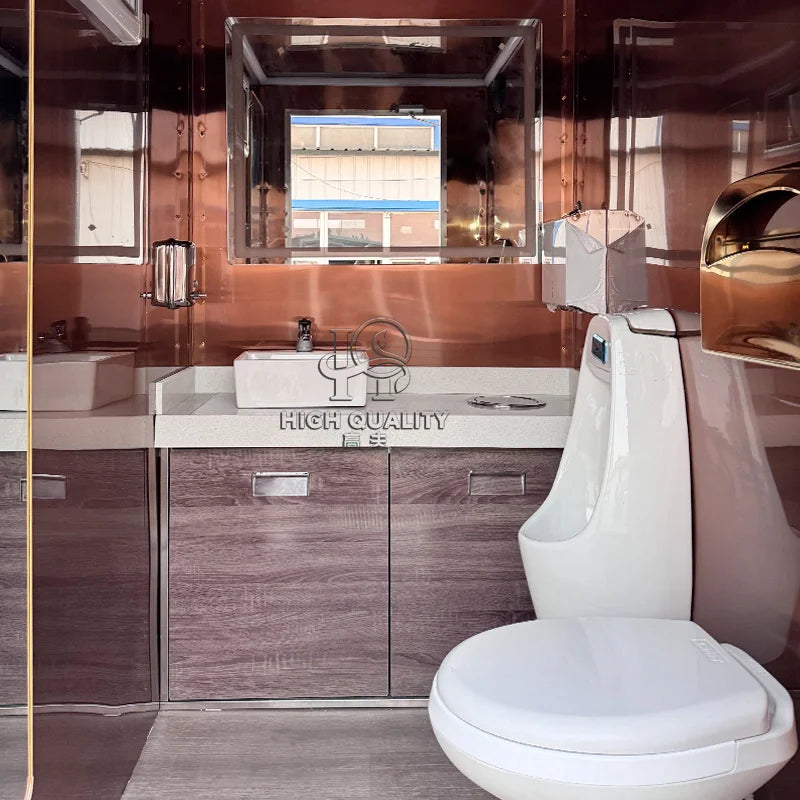 2 Station Prefab House Portable Toilet Trailer Shower Rooms  Camping Mobile Toilet Trailer Luxury Restroom Trailer