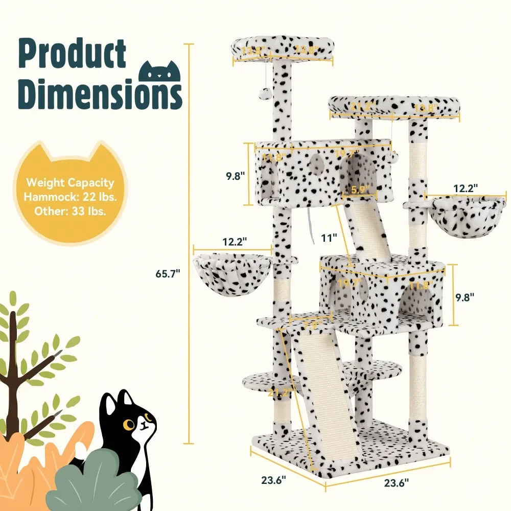 Cat Tree Rascadores Para Gatos Cat Supplies 65 Inch MultiLevel Large Cat Tree Tower For Indoor Cats, Furniture Activity Center W