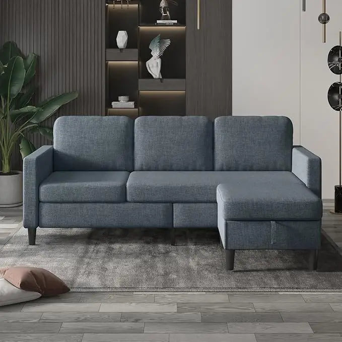 78" Convertible Sectional Sofa Couch for Living Room, L-Shaped Couch with Storage Ottoman, 3-Seat Sofas with Reversible Chaise