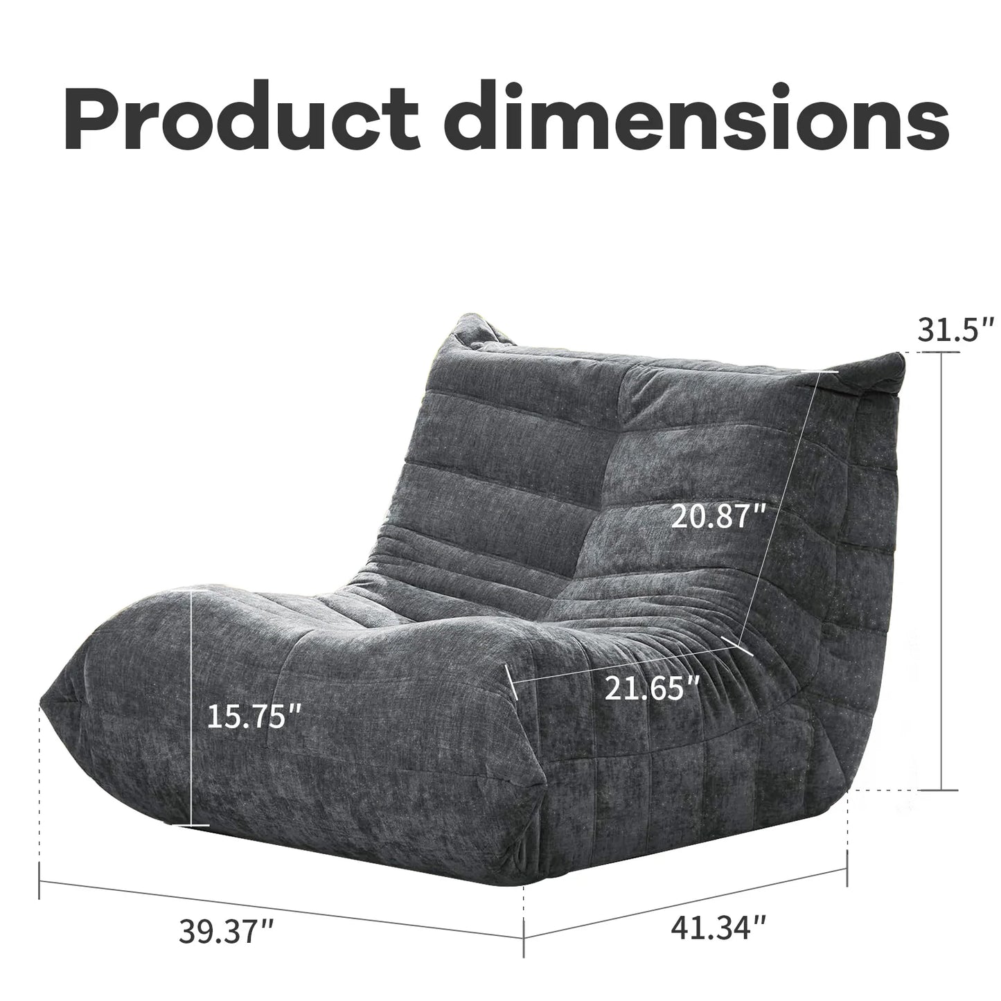 Adult-sized, super-large bean bag chair  with memory foam filling, faux fur-like casual chair, ergonomic design, new model cater