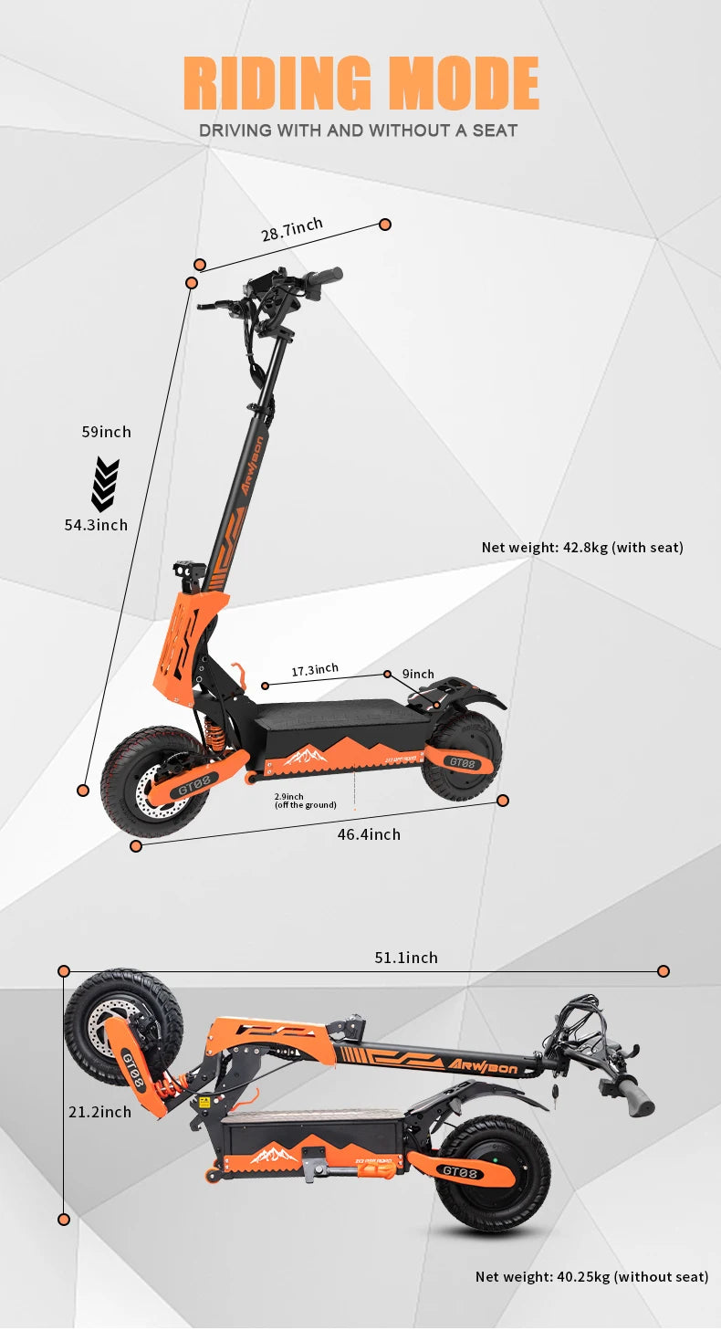 Arwibon 5600W Dual Motor Electric Scooter 46 MPH Top Speed