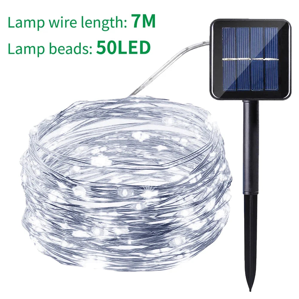 20 in 1 LED Solar String Light 8 Modes Waterproof Garden and Courtyard Lighting for Festive Parties Weddings and Decorative Lamp