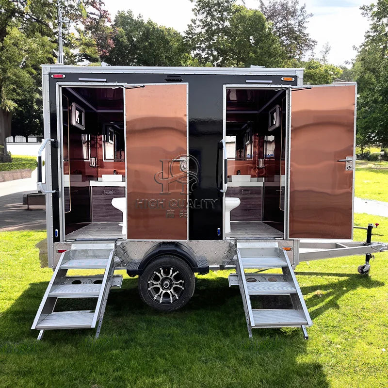 2 Station Prefab House Portable Toilet Trailer Shower Rooms  Camping Mobile Toilet Trailer Luxury Restroom Trailer