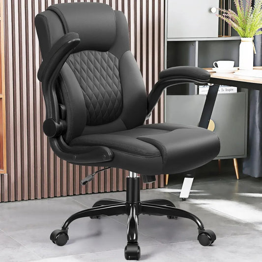Leather Office Chair, PU Home Computer Desk Chairs with Ergonomic Back Support, 360°Swivel Free, Small Gaming Chair