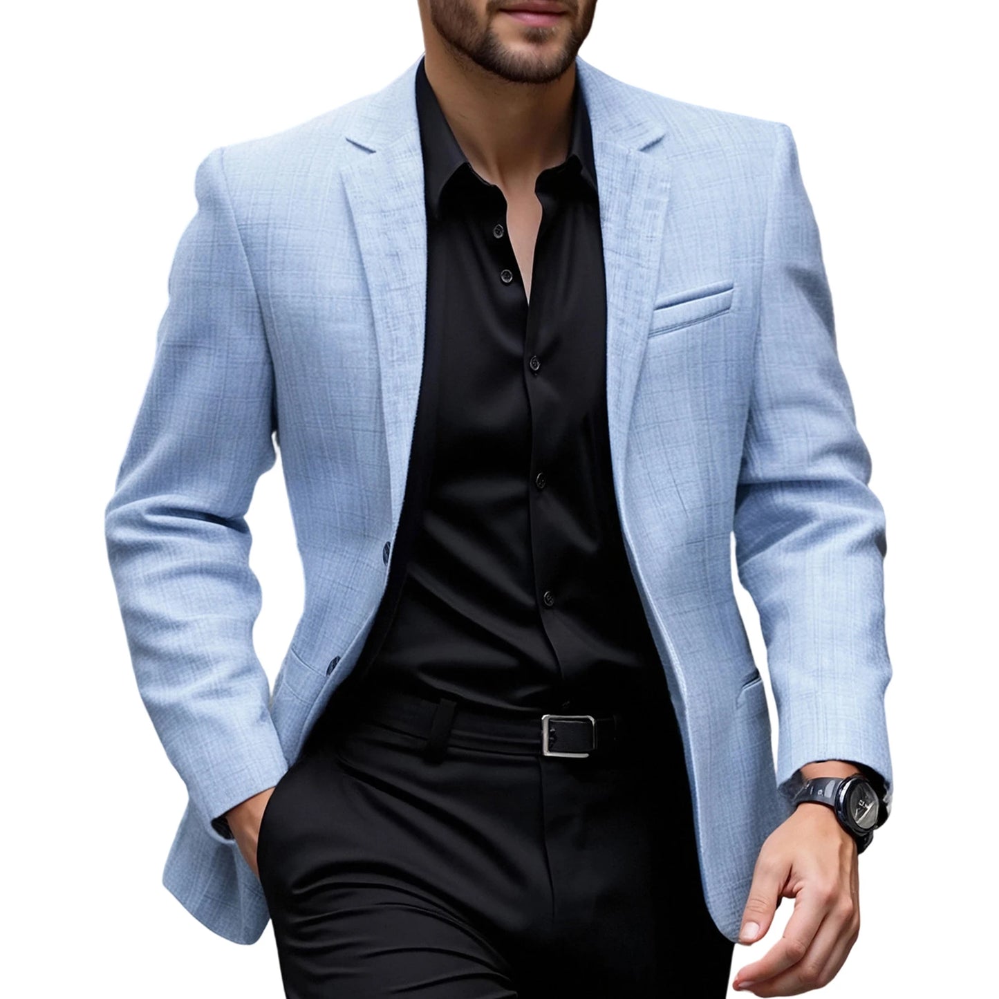 Men s  Fit Casual Blazer with Notched Lapel and Single Button Closure Fashionable Solid Color Sport Coat for Spring and