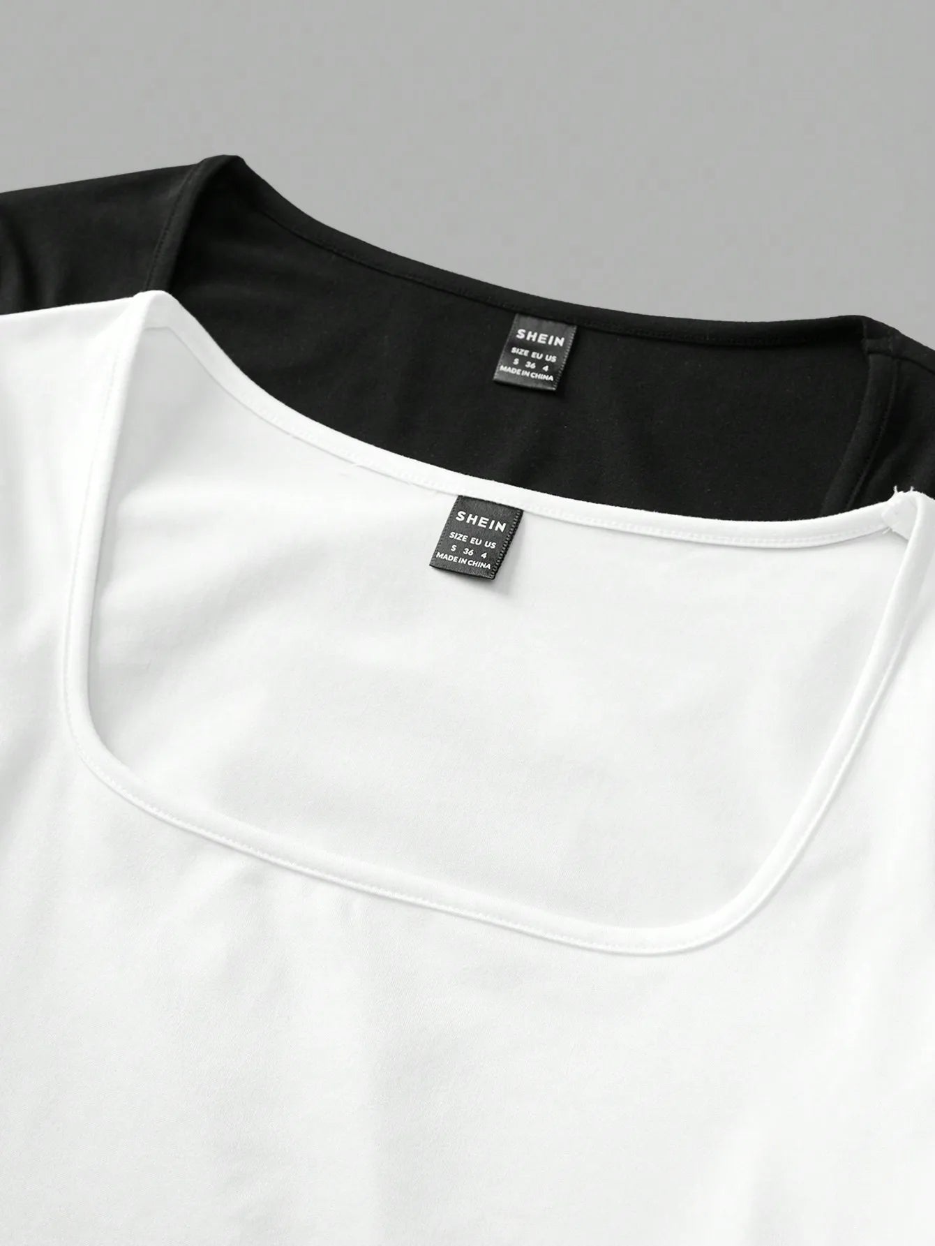 Two-Pack Women's Square Neck Long Sleeve Fitted T-Shirts