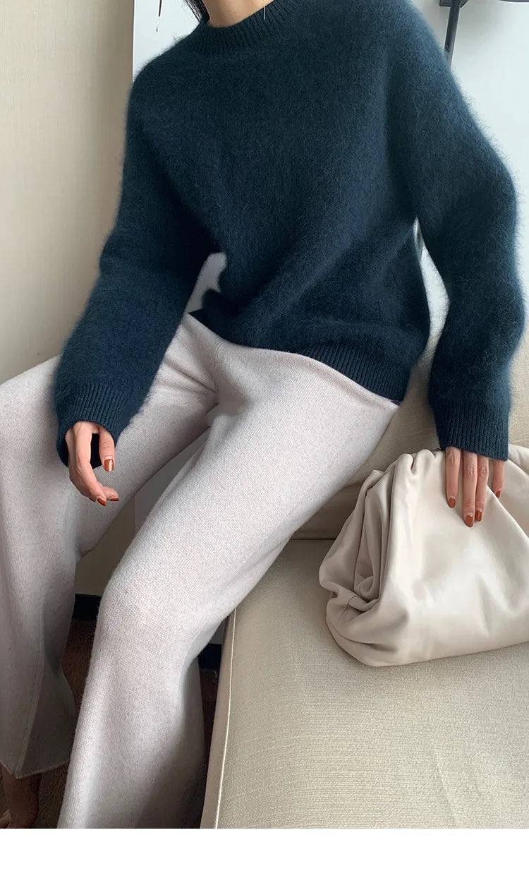 Mink Cashmere Sweater Women's Winter 2025 New Style Loose And Lazy Outside Wear Sweater Pullover JNS008