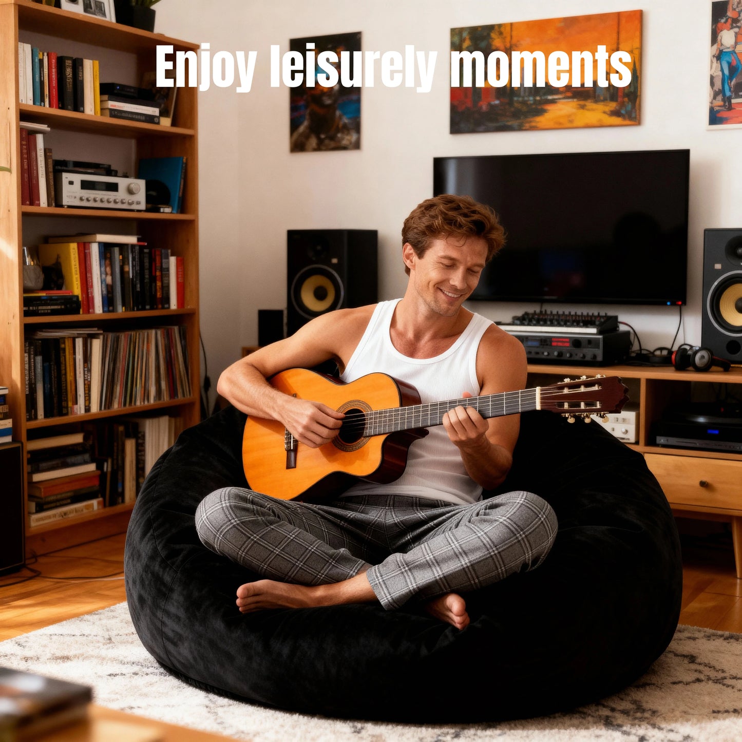 Bean Bag Chair - 5' Giant Memory Foam Lounge Chair with Soft Microfiber Cover – Cozy Furniture for Living Room, Dorm, & Kids' Ro