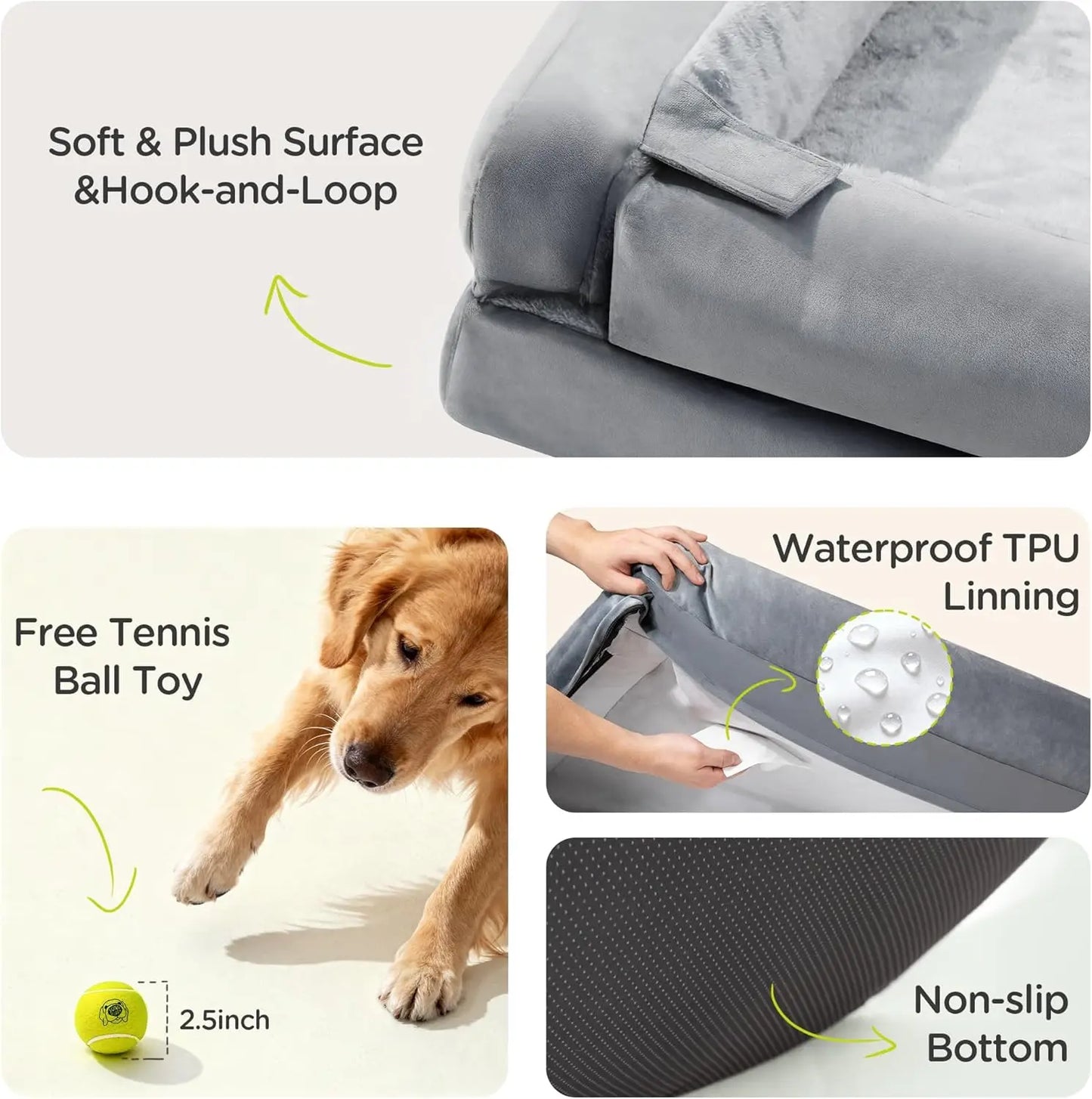 Orthopedic Dog Bed for Extra Large Dogs, XXL Waterproof Memory Foam Pet Bed with Washable Cover & Non-Slip Bottom, 45 x 35