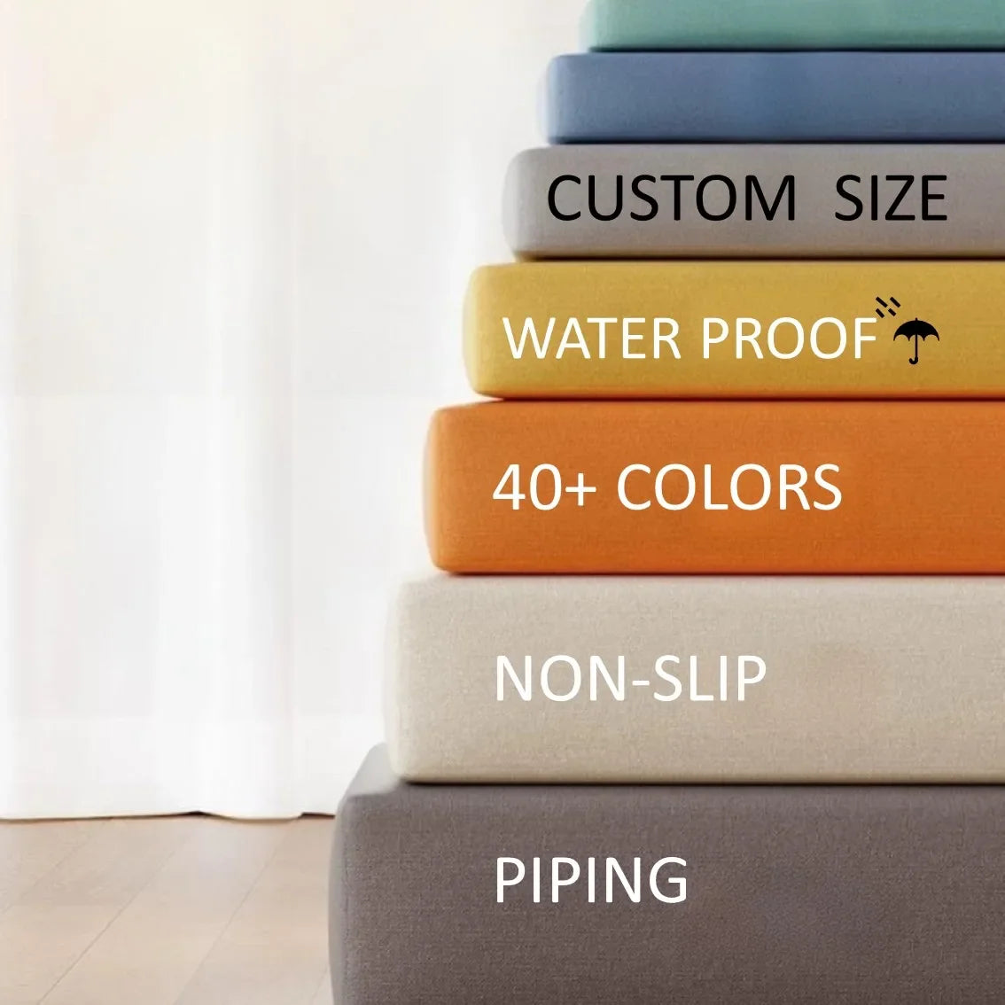 Custom Waterproof Bench Cushions  Outdoor Patio Seat Pads for Garden Bench/Swing  5CM Thick  Non-Slip Washable  Fit 2-3 Seater