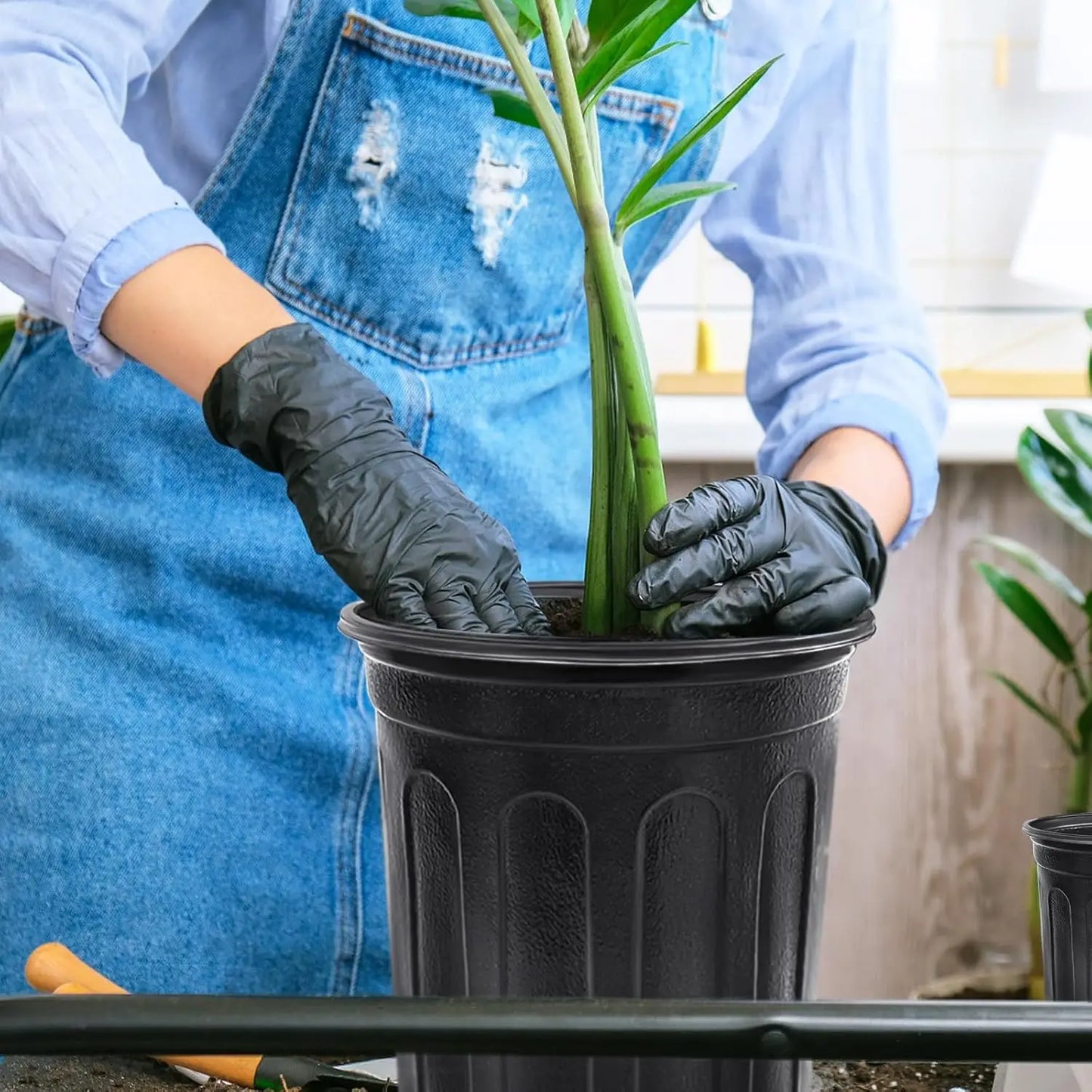 90Pcs 1 Gallon Nursery Pots for Plants,Plastic Seedling Pot with Drainage Holes,Garden Flower Plant Container for Transp