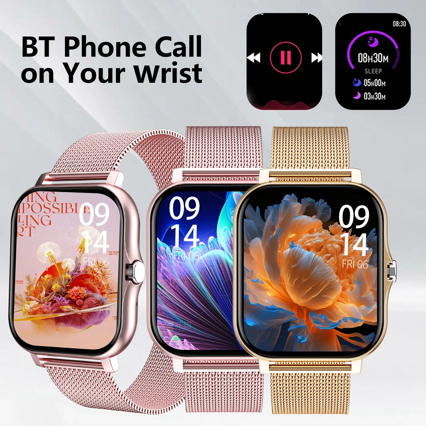 Smart watch wireless calling/dial Sport mode calling reminder and rejection fitness monitoring for iPhone/Android