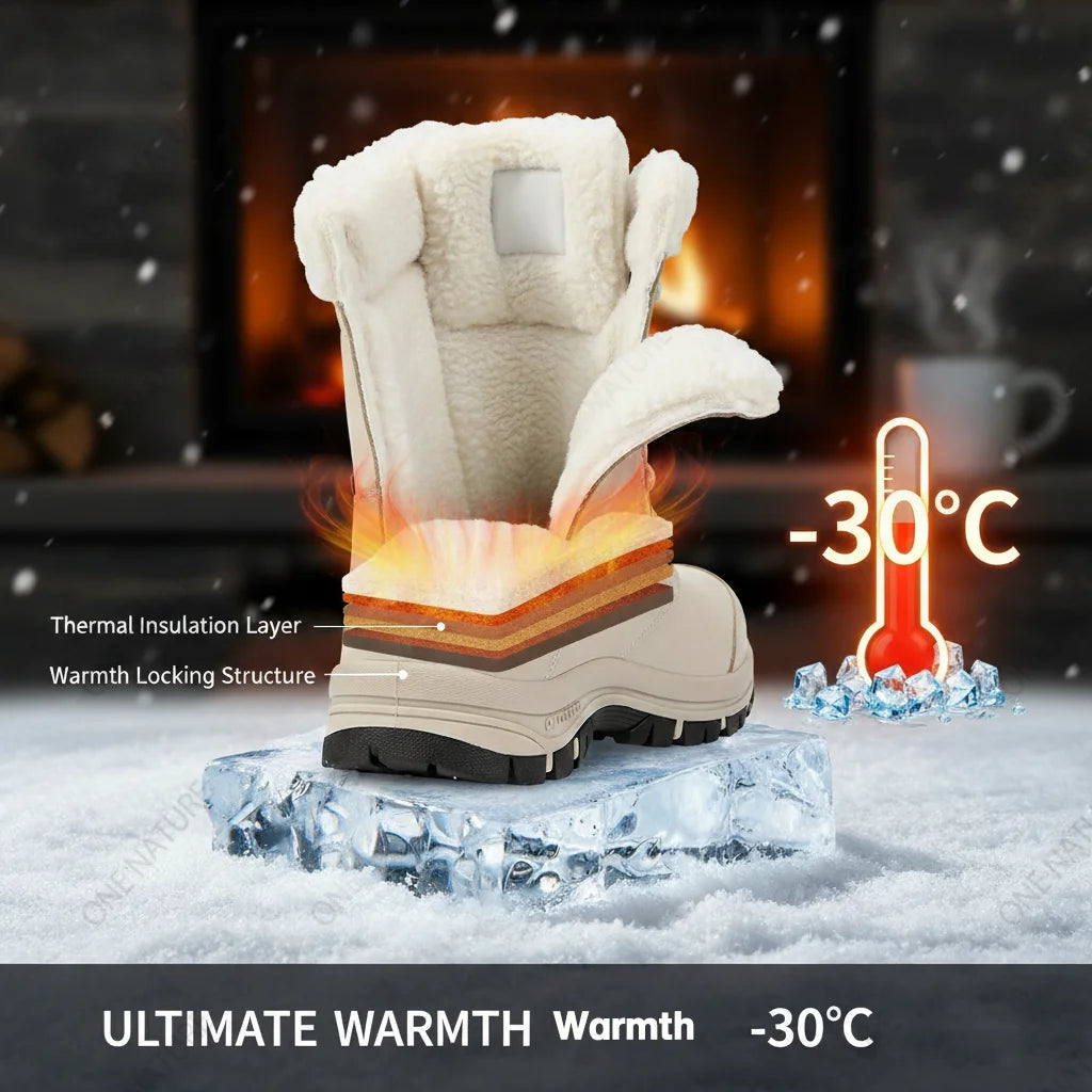 Women Snow Boots With Warm Faux Fur Lining Slip Resistant