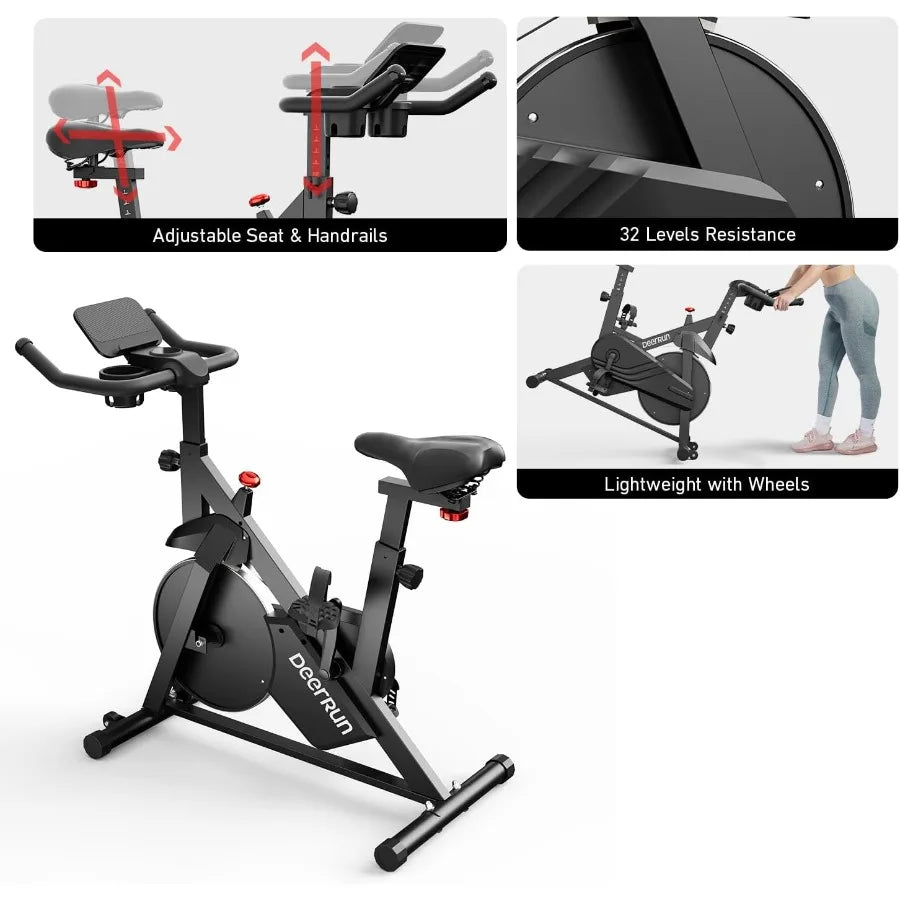 Indoor Cycling Bike with Adjustable Magnetic Resistance and Low-Noise Operation for Home Cardio Fitness 300lbs Weight Capacity