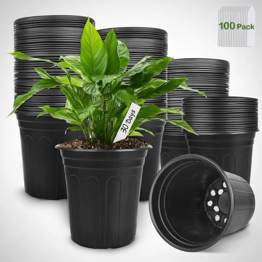 100 Pack 1 Gallon Plastic Plant Pots with Drainage Holes, Ideal for Seedlings, Succulents, and Gardening Enthusiasts