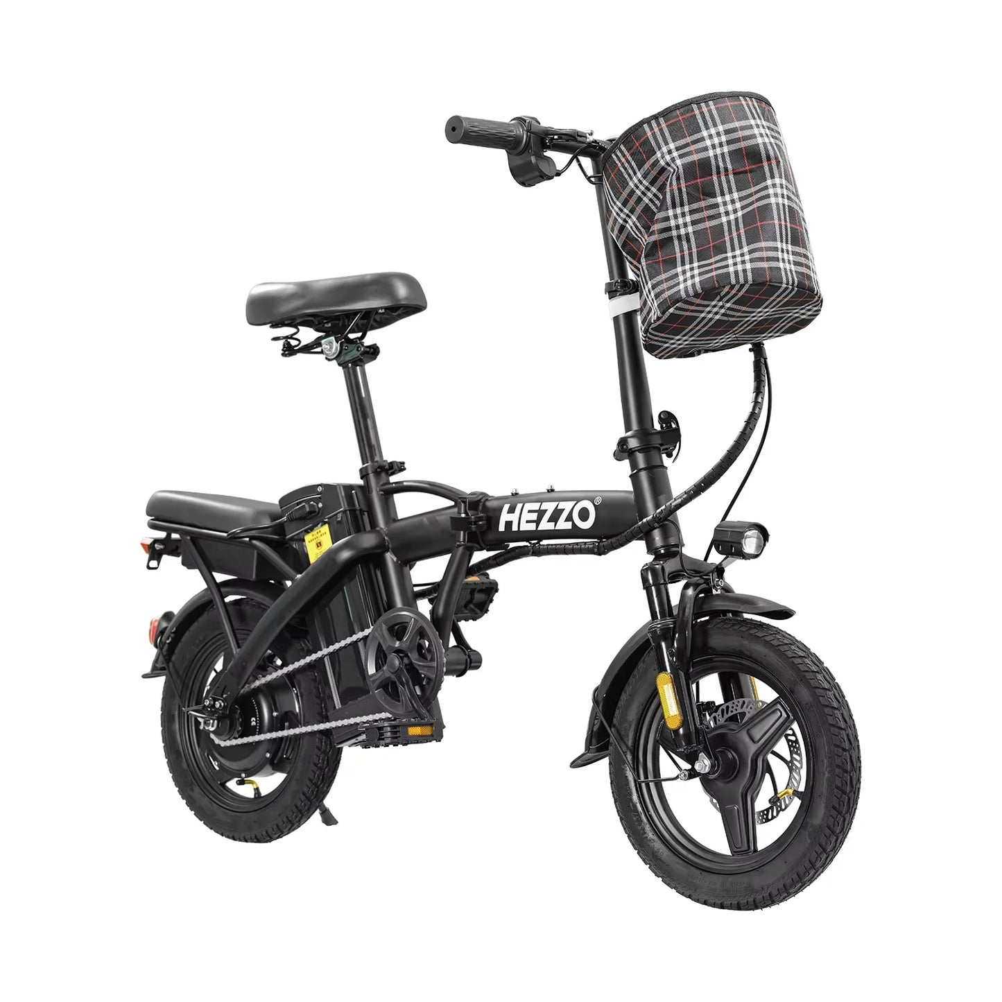 HEZZO T5 Lightweight Folding Electric Bike for Adults 48V 350W 20MPH 18-22 Miles Range 14Inch Disc Brake Commuter E-bike