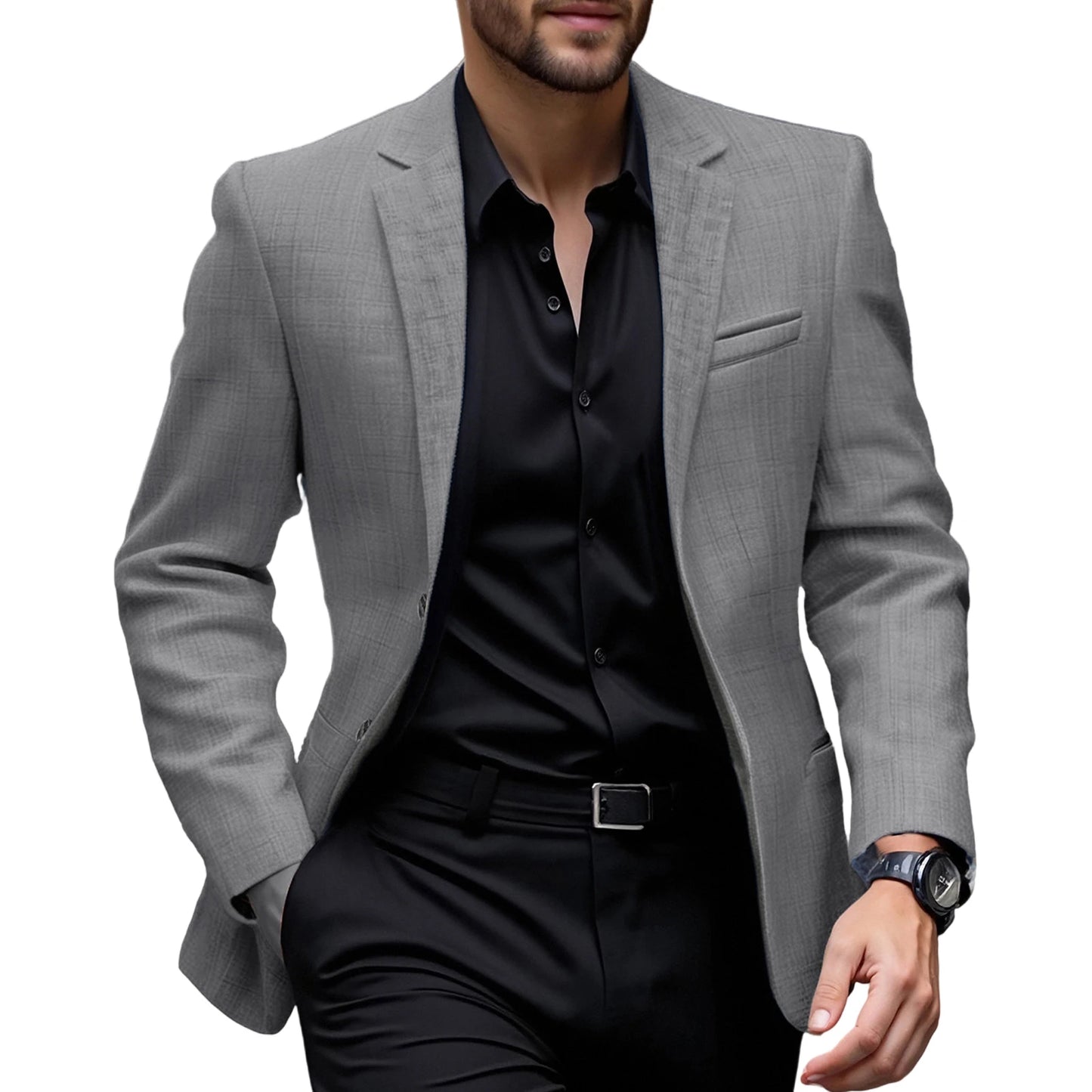 Men s  Fit Casual Blazer with Notched Lapel and Single Button Closure Fashionable Solid Color Sport Coat for Spring and