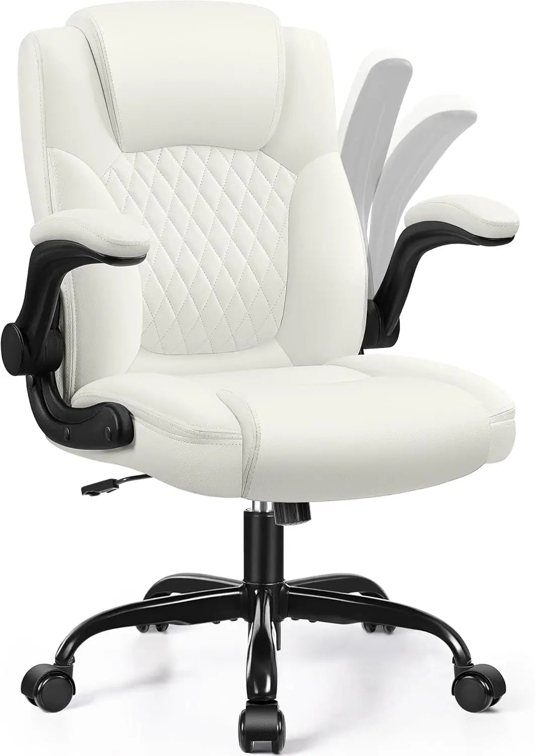 Leather Office Chair, PU Home Computer Desk Chairs with Ergonomic Back Support, 360°Swivel Free, Small Gaming Chair