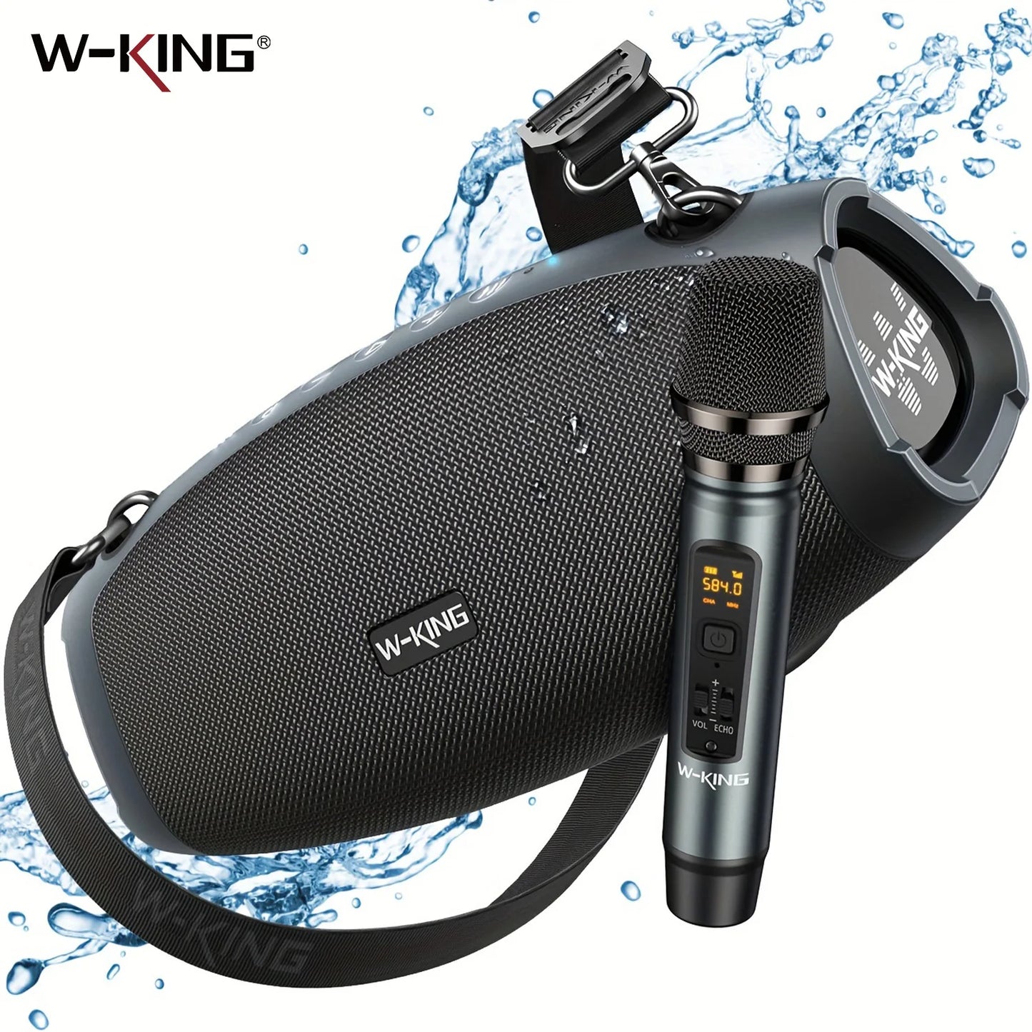 W-King Portable Bluetooth Speaker With Wireless Microphone Waterproof