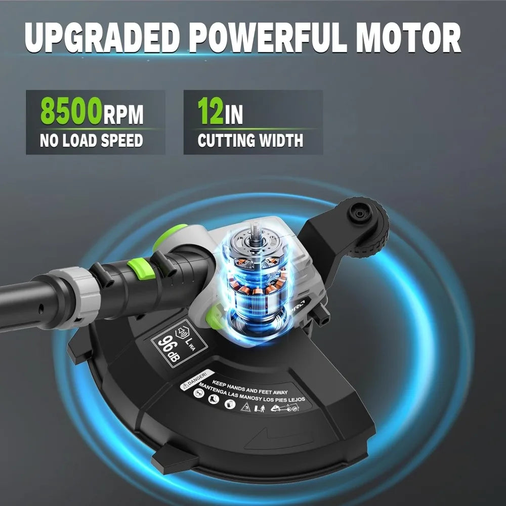 20V Cordless Weed Eater with Auto Feed, 12-Inch Trimmer, 2.0Ah Battery & Fast Charger for Lawn Care