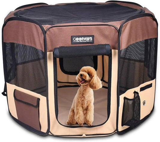 Portable Soft Pet Playpen with Carry Bag, 36" 45" & 61" Sizes for Dogs Cats Rabbits Indoor Outdoor Use