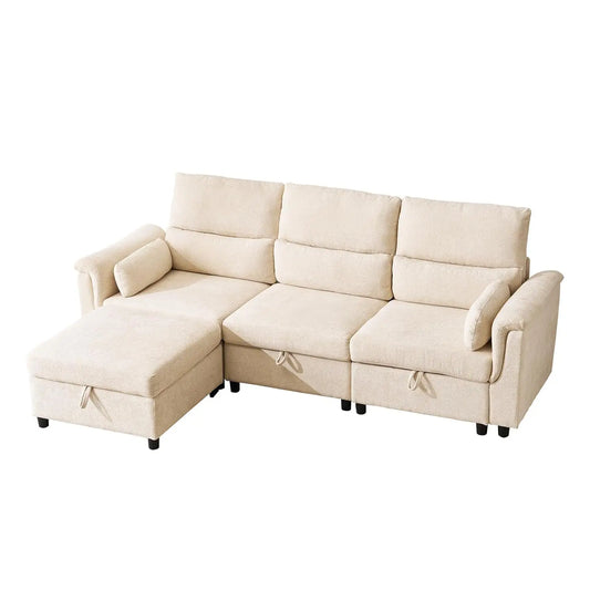 103" Modular Sectional Sofa, L Shaped Modular Sofa with Storage, Comfy Cloud Couch with Movable Ottoman,Deep Seat, Customized